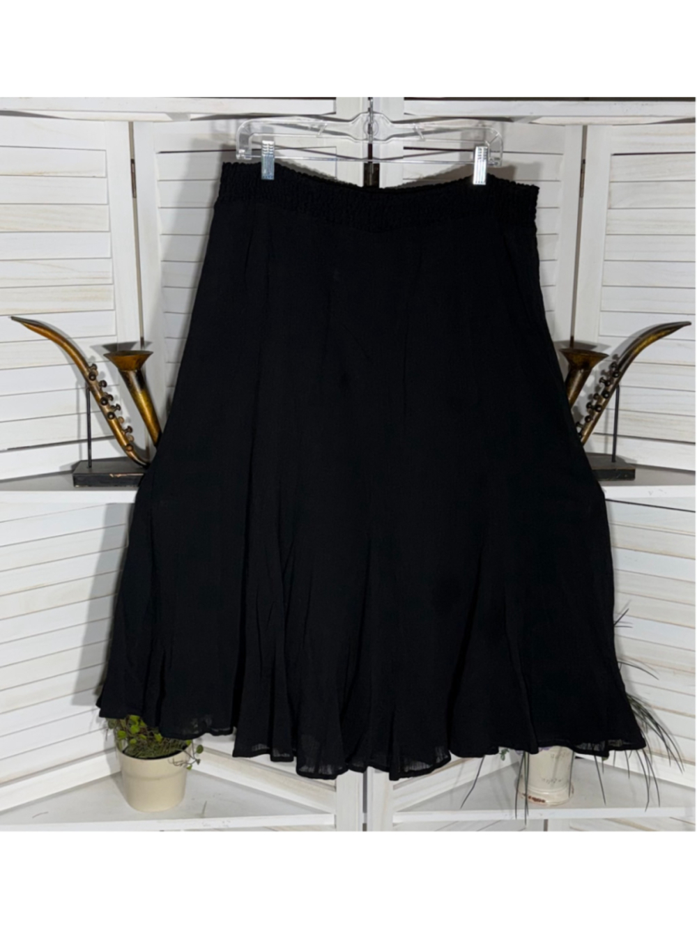 Chicos black gauze cotton midi skirt hippie boho whimsigoth Ren Fair sz 2XL